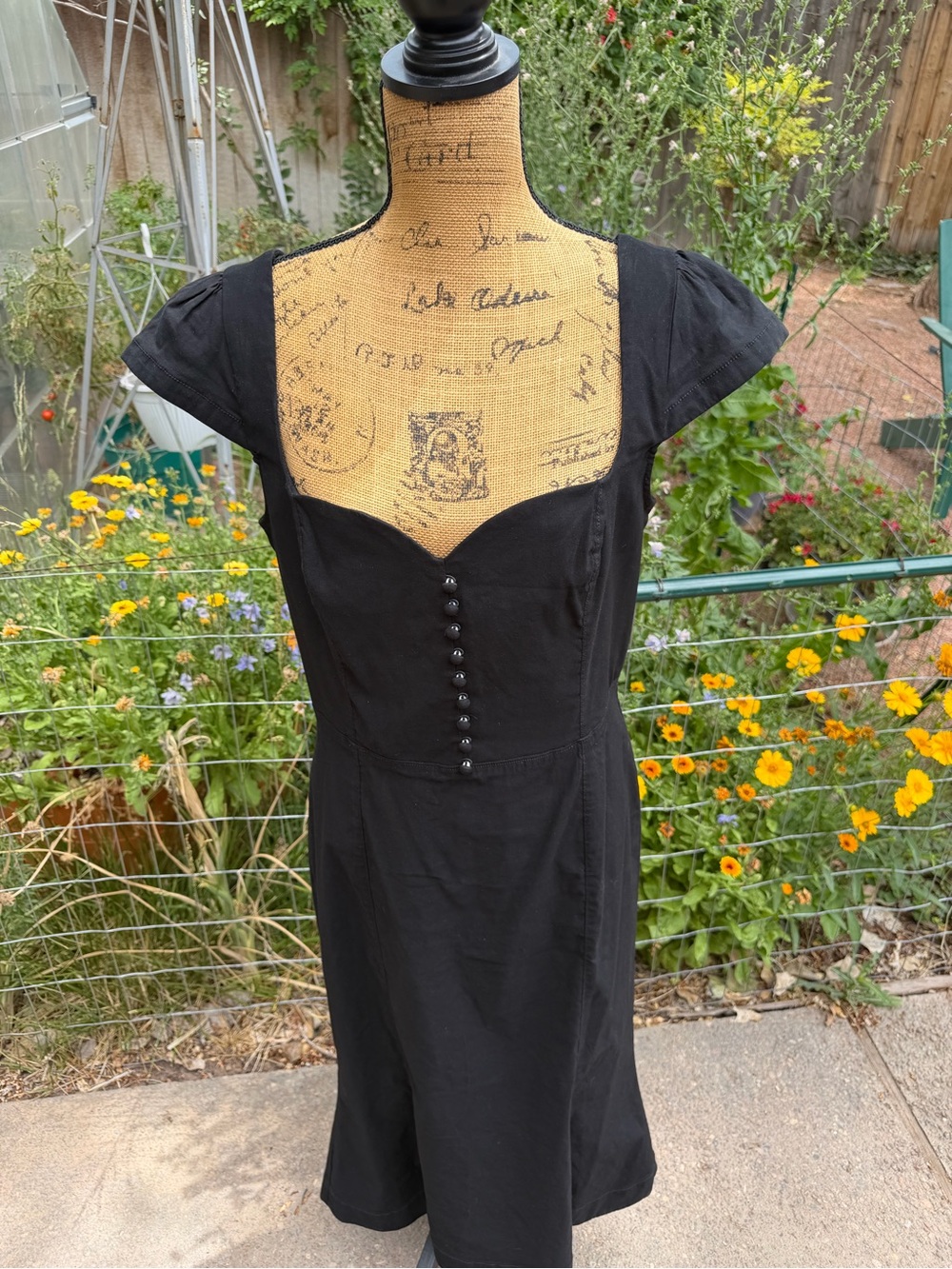 NWT Anthropologie The Cecily Black Cap-Sleeve Midi Dress